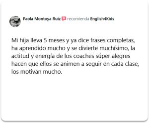 Reseña de un padre de familia: Mi hija lleva 5 meses y ya dice frases completas. Ha aprendido mucho.