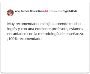 Reseña de un padre de familia: Mi hijita aprende mucho inglés. 100% recomendado.